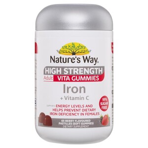 [PRE-ORDER] STRAIGHT FROM AUSTRALIA - Nature's Way Adult Vita Gummies Sugar Free High Strength Iron 65 Gummies